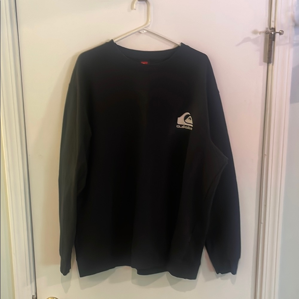 Quiksilver Black Crewneck Sweater Ribbed Comfort